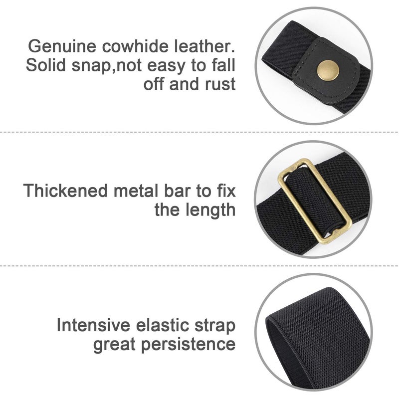 WERFORU No Buckle Elastic Belt for Men Stretch Buckle Free Belt for Jeans Pants 1.38 Inches Wide,A-black,Suit for pants size 30"-48" - Image 2